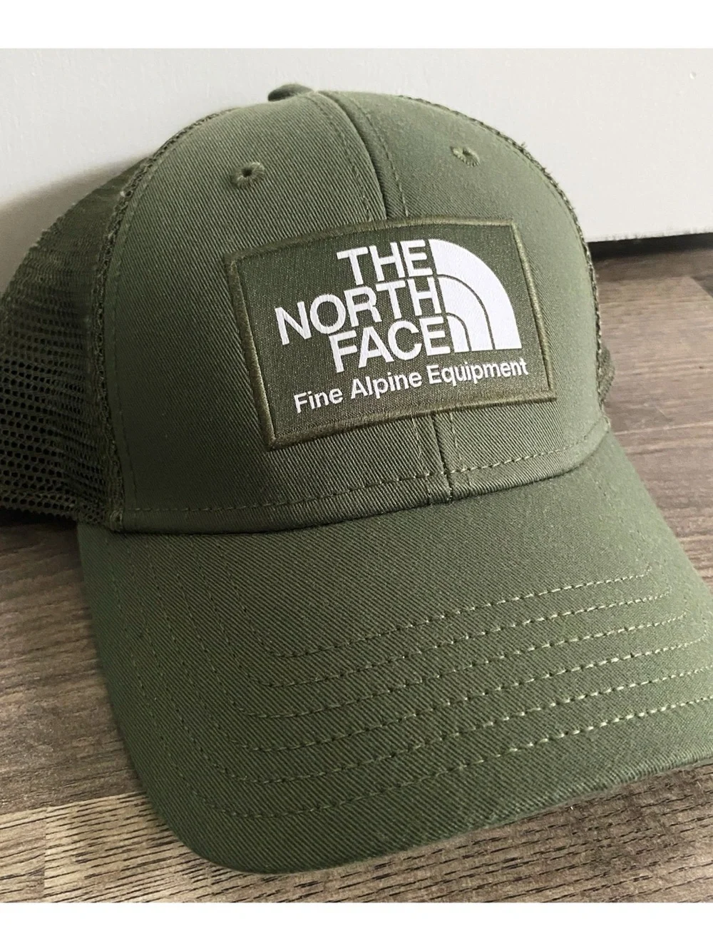The North Face Olive Green Logo Trucker Hat